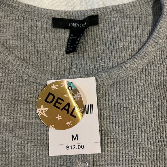 NWT Forever 21 thermal gray crop top - Picture 2 of 3